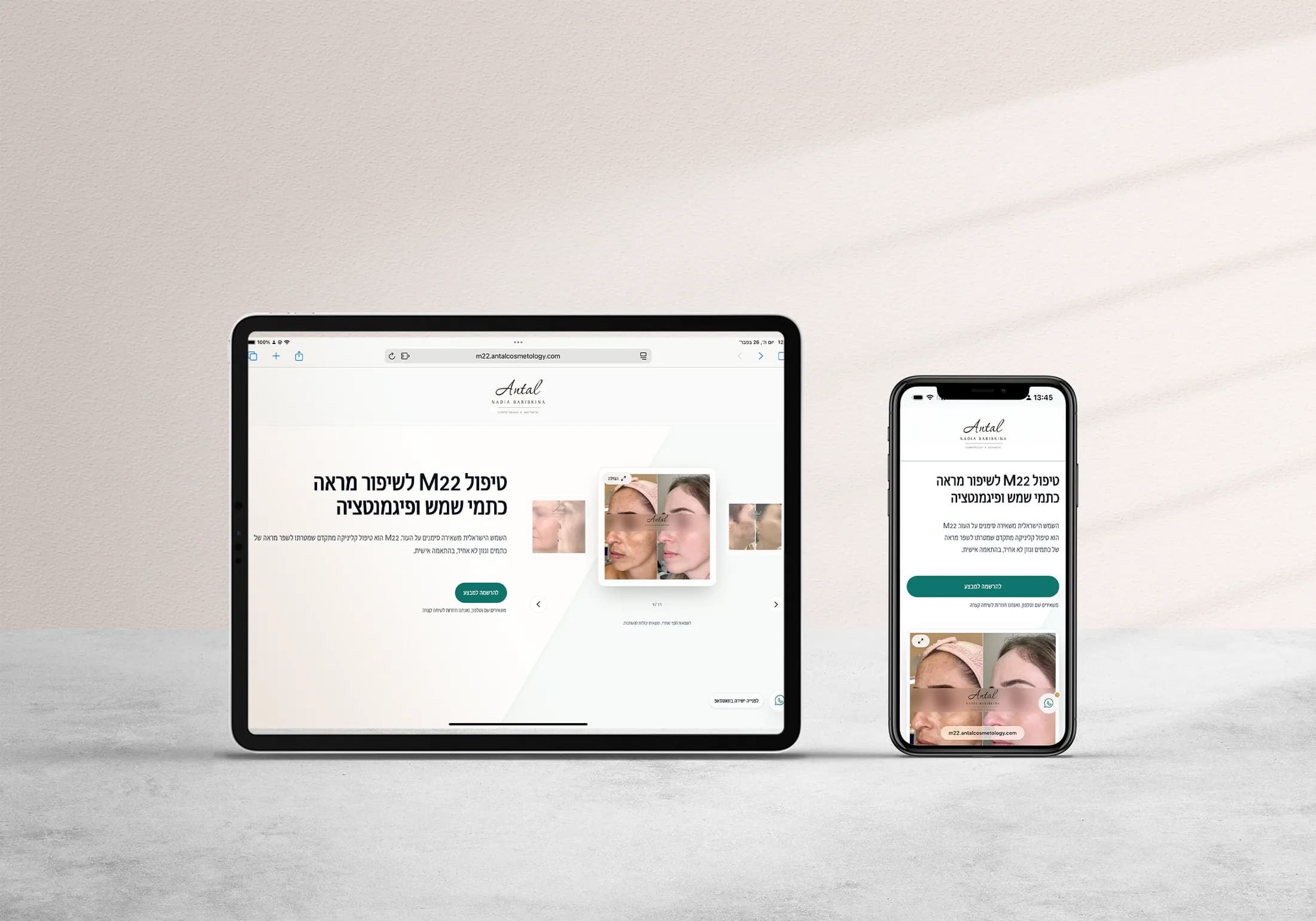 תצוגת מוקאפ רספונסיבי של Antal